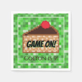 Pixelated Gamer Groen Pixel Cake Slice Vouw  Servet (Voorkant)