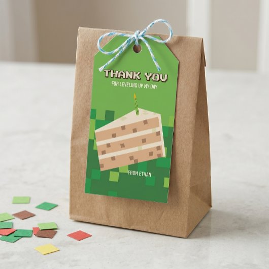 Pixelated Gamer Party Bedankt Tag Cadeaulabel