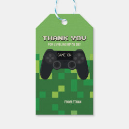 Pixelated Gamer Party Bedankt-tag Cadeaulabel