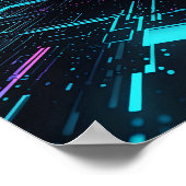 Pixelated Glitch Abstracte kunst Poster (Hoek)