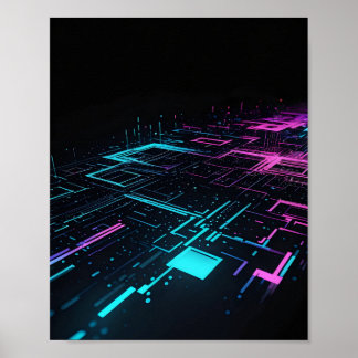 Pixelated Glitch Abstracte kunst Poster