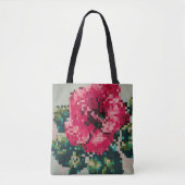 Pixelated hibiscus with Mint Background Tote Bag (Voorkant)