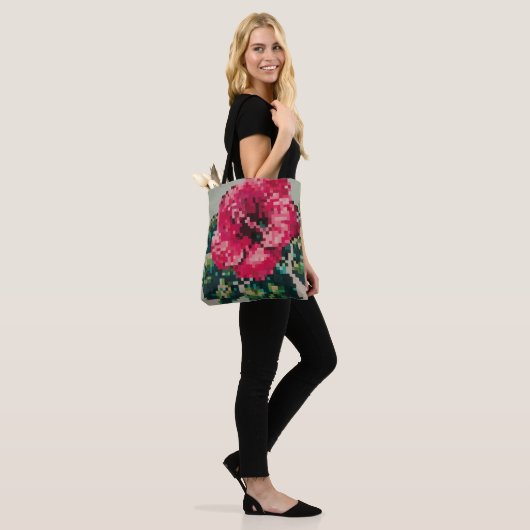 Pixelated hibiscus with Mint Background Tote Bag (Op model)