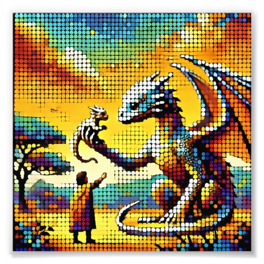 pixelated image of a dragon trainer foto afdruk (Voorkant)