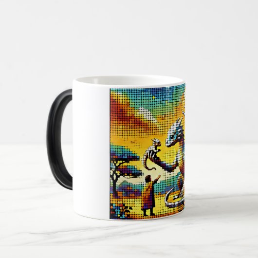 pixelated image of a dragon trainer magische mok (Voorkant links)