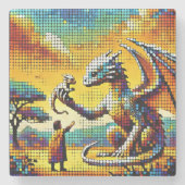 pixelated image of a dragon trainer stenen onderzetter (Voorkant)