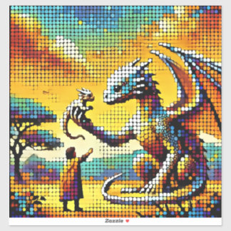 pixelated image of a dragon trainer sticker