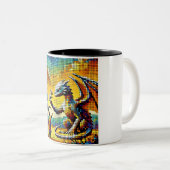 pixelated image of a dragon trainer tweekleurige koffiemok (Voorkant rechts)