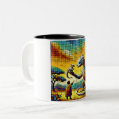 pixelated image of a dragon trainer tweekleurige koffiemok (Voorkant links)