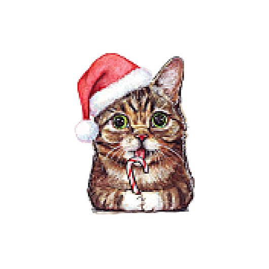 Pixelated Kat Schattige Kerstmis Kat Santa Hoed T-shirt