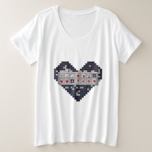 Pixelated Liefde Grote Maat T-shirt (Design voorkant)