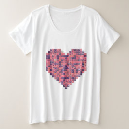 Pixelated Liefde Grote Maat T-shirt