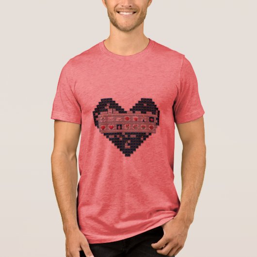 Pixelated Liefde Tri-Blend Shirt (Voorkant)