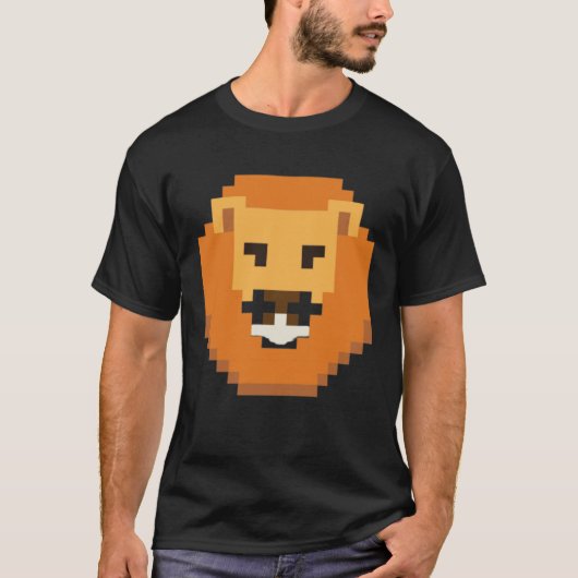 Pixelated Lion Head Illustratie Koning van de Jung T-shirt (Voorkant)
