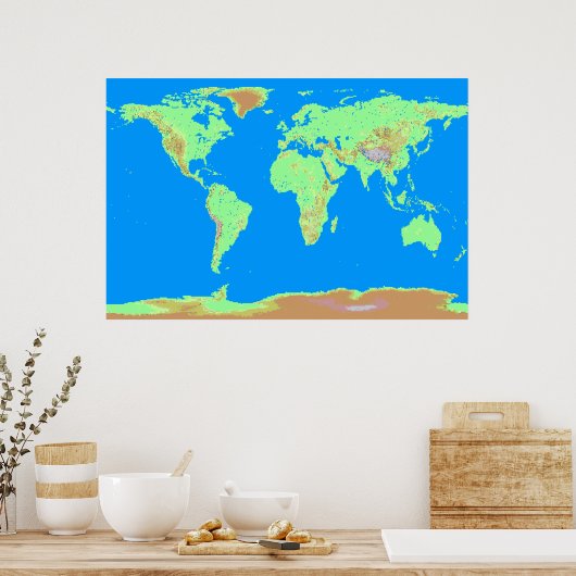 Pixelated Map of the World Poster (Keuken)