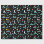 Pixelated Merry Christmas Pattern - Retro Design Cadeaupapier (Vlak)