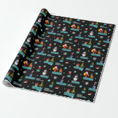 Pixelated Merry Christmas Pattern - Retro Design Cadeaupapier (Uitgerold)