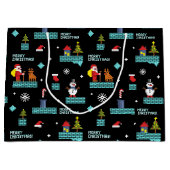 Pixelated Merry Christmas Pattern - Retro Design Groot Cadeauzakje (Voorkant)