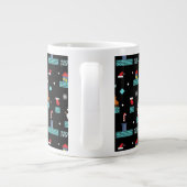 Pixelated Merry Christmas Pattern - Retro Design Grote Koffiekop (Achterkant)
