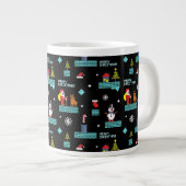 Pixelated Merry Christmas Pattern - Retro Design Grote Koffiekop (Voorkant rechts)