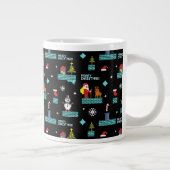 Pixelated Merry Christmas Pattern - Retro Design Grote Koffiekop (Rechts)