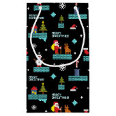 Pixelated Merry Christmas Pattern - Retro Design Klein Cadeauzakje (Achterkant)