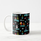 Pixelated Merry Christmas Pattern - Retro Design Koffiemok (Links)
