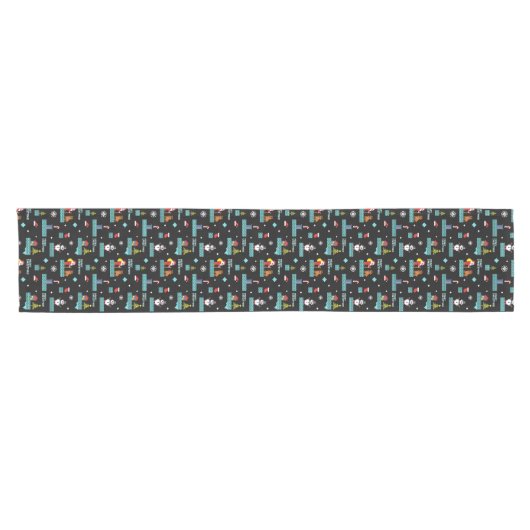 Pixelated Merry Christmas Pattern - Retro Design Korte Tafelloper (Horizontaal)