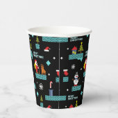 Pixelated Merry Christmas Pattern - Retro Design Papieren Bekers (Rechts)