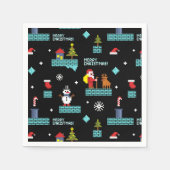 Pixelated Merry Christmas Pattern - Retro Design Servet (Voorkant)