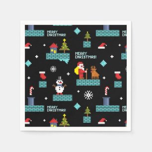 Pixelated Merry Christmas Pattern - Retro Design Servet