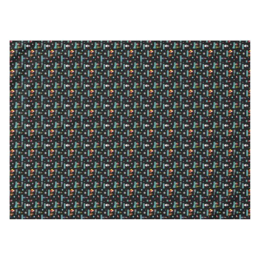 Pixelated Merry Christmas Pattern - Retro Design Tafelkleed (Voorkant (Horizontaal))