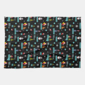 Pixelated Merry Christmas Pattern - Retro Design Theedoek (Horizontaal)