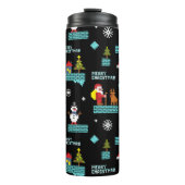 Pixelated Merry Christmas Pattern - Retro Design Thermosbeker (Voorkant)