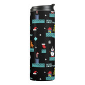 Pixelated Merry Christmas Pattern - Retro Design Thermosbeker (Gedraaid links)