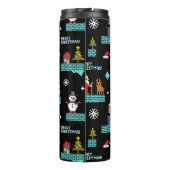 Pixelated Merry Christmas Pattern - Retro Design Thermosbeker (Achterkant)