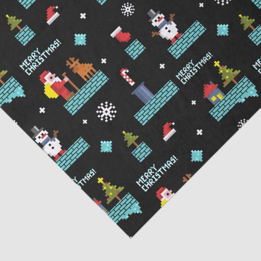 Pixelated Merry Christmas Pattern - Retro Design Tissuepapier (Detail)