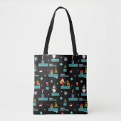 Pixelated Merry Christmas Pattern - Retro Design Tote Bag (Voorkant)