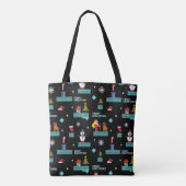 Pixelated Merry Christmas Pattern - Retro Design Tote Bag (Achterkant)