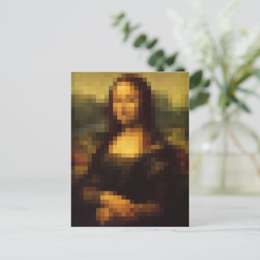 Pixelated Mona Lisa 2 Briefkaart (Staand voorkant)
