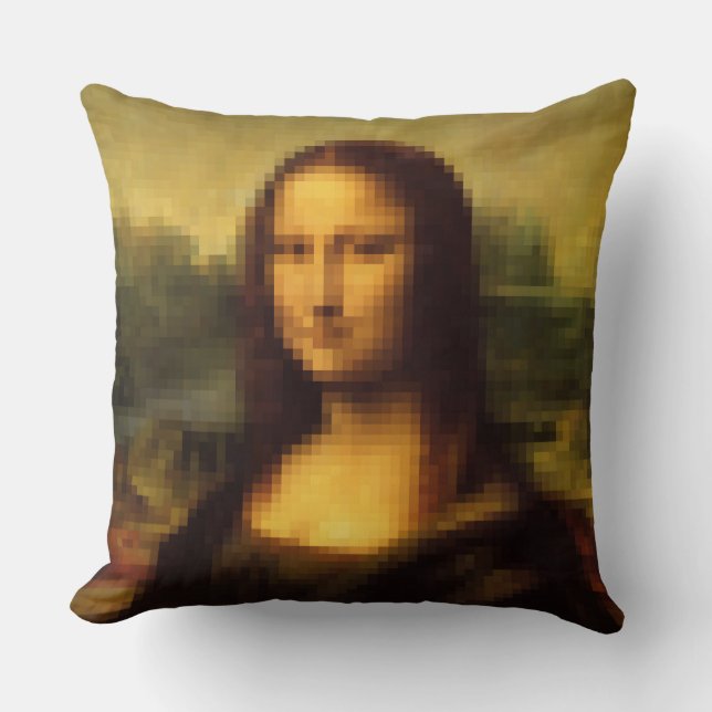 Pixelated Mona Lisa Kussen (Voorkant)