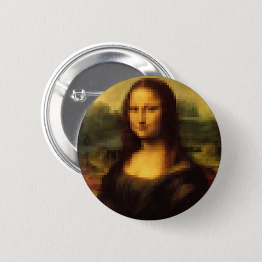 Pixelated Mona Lisa Ronde Button 5,7 Cm (Voorkant /achterkant)