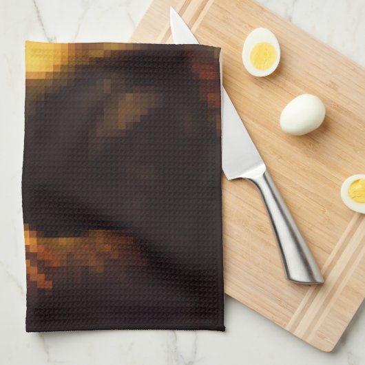 Pixelated Mona Lisa Theedoek (Quarter Fold)