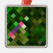Pixelated Pattern - Groen Metalen Ornament (Voorkant)