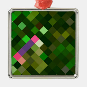 Pixelated Pattern - Groen Metalen Ornament