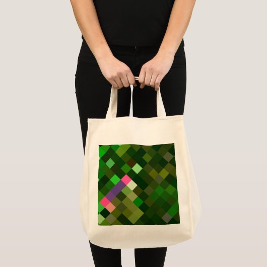 Pixelated Pattern - Groen Tote Bag (Voorkant (product))