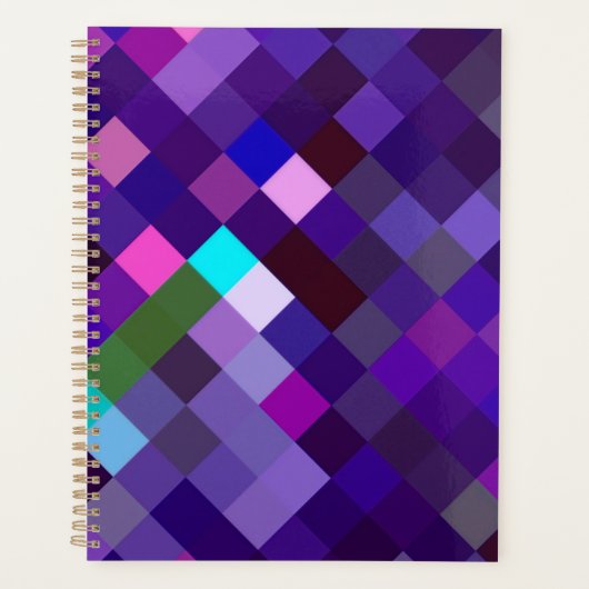 Pixelated Pattern — Paars Planner (Voorkant)