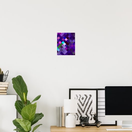 Pixelated Pattern — Paars Poster (Thuiskantoor)