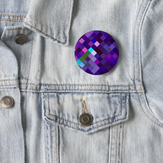 Pixelated Pattern — Paars Ronde Button 5,7 Cm (In situ)