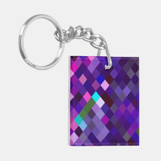 Pixelated Pattern — Paars Sleutelhanger (Voorkant Links)
